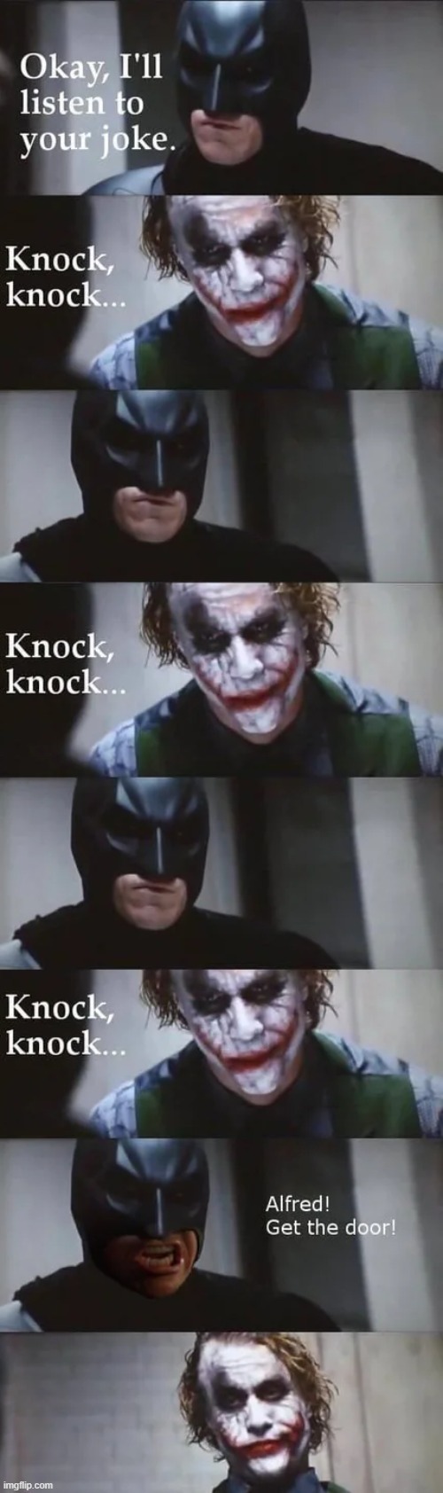 Knock knock joke with Batman - meme