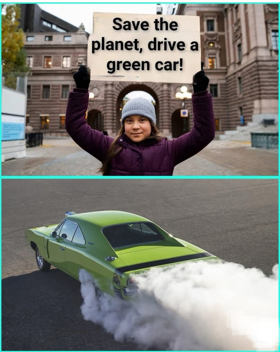 Salve o planeta, dirija um carro verde - meme