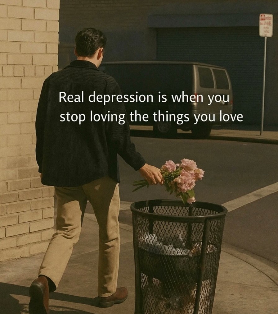 Real depression is when your favorite things feel empty - meme