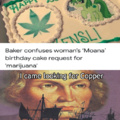 Baker confuses woman's Moana birthday cake request for marijuana