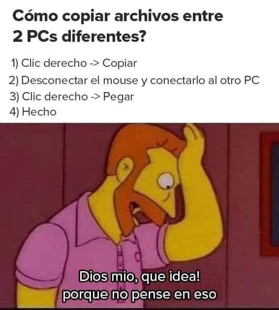 Como copiar archivos entre 2 pcs diferentes - meme