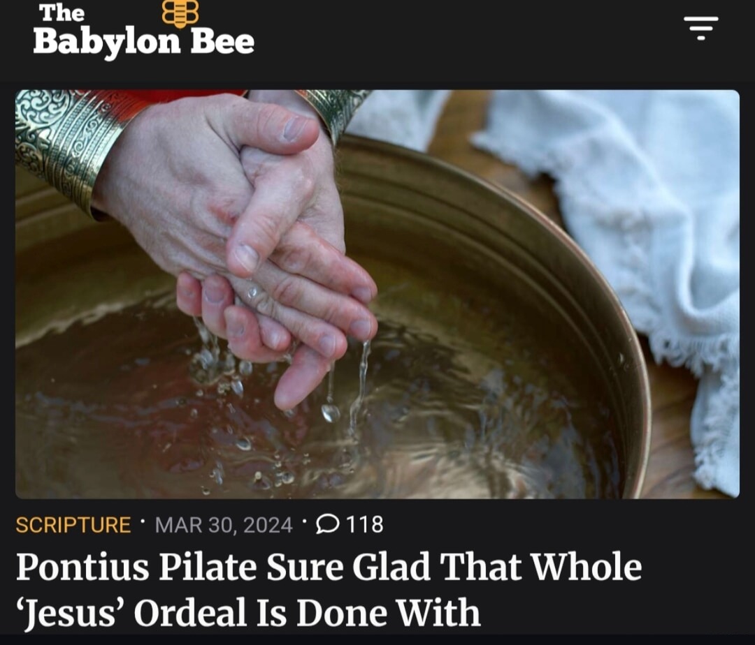 Pilate after handing off Jesus like a UPS delivery - meme