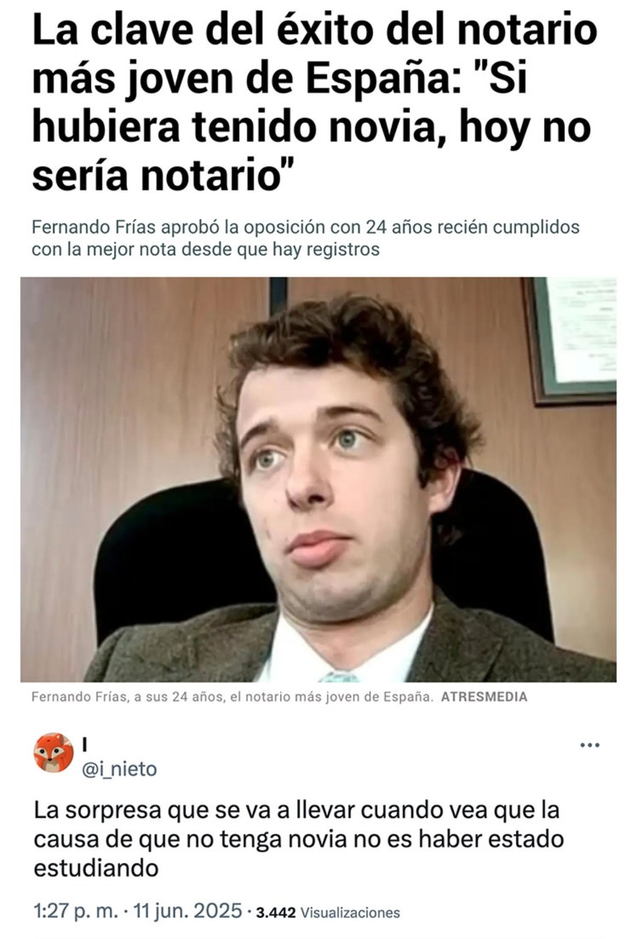 el notario más joven diciendo que no tuvo novia por estudiar y todos dudando - meme
