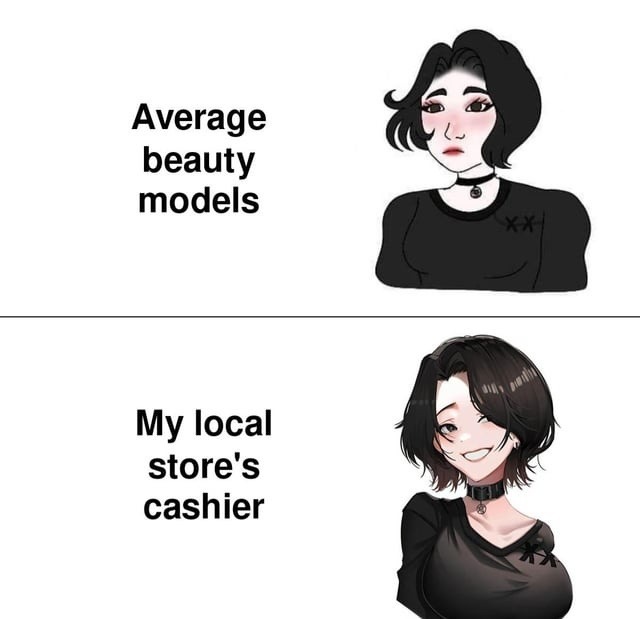 average models vs. cashier who slayed effortlessly - meme