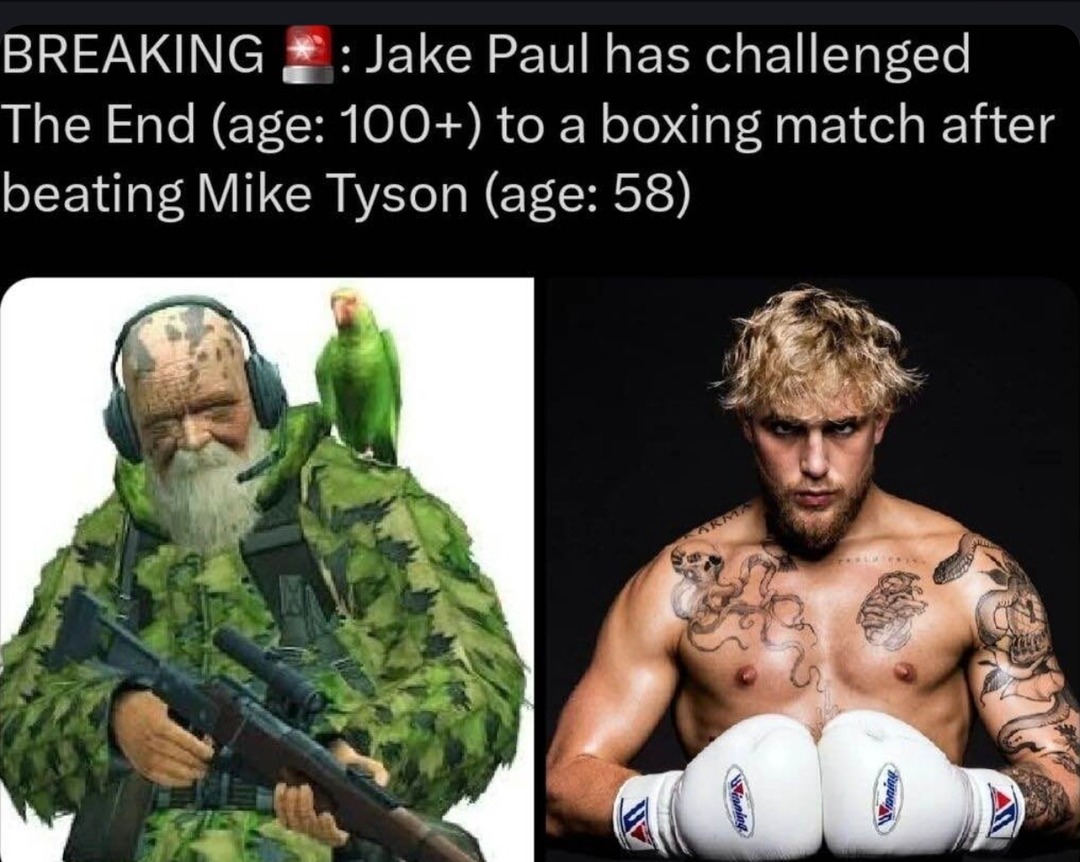 Jake Paul wants to fight The End after beating 58yo Tyson - meme