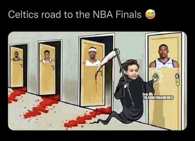 Celtics on their way to play against the Warriors meme