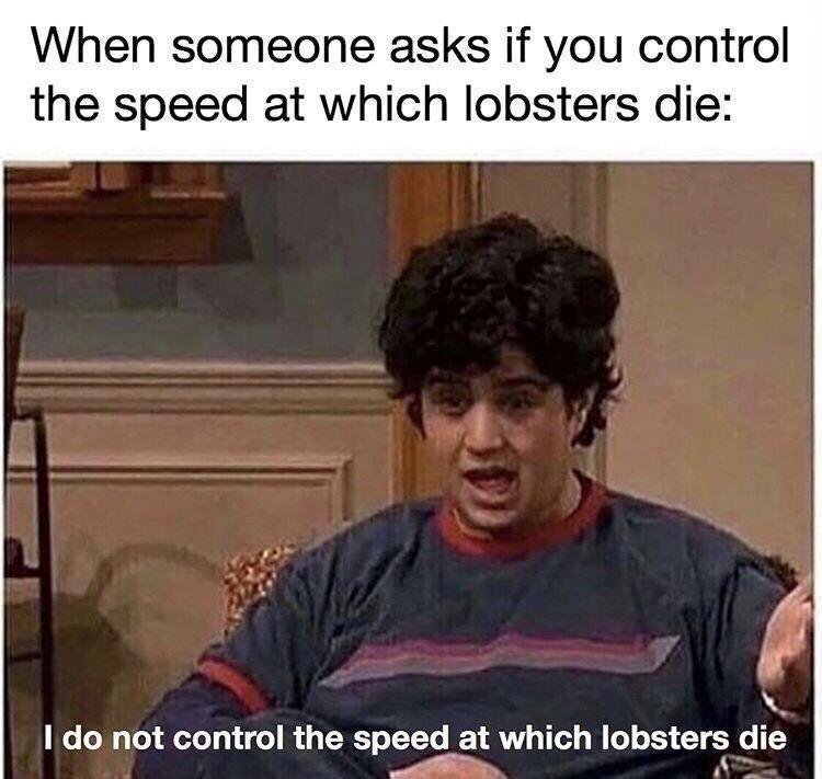Do you control the speed at which lobsters die? - meme