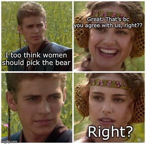 Women choosing the bear meme
