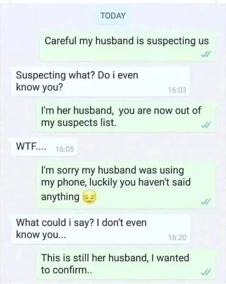 Her husband caught her texting herself. Absolute plot twist - meme