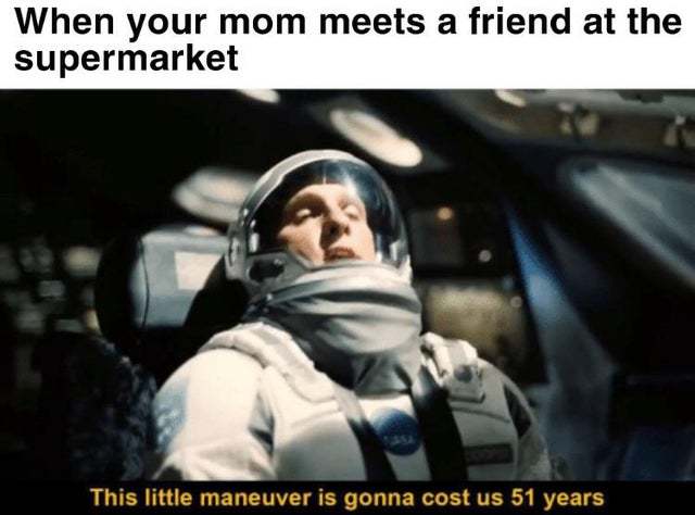 When your mom meets a friend at the supermarket - meme