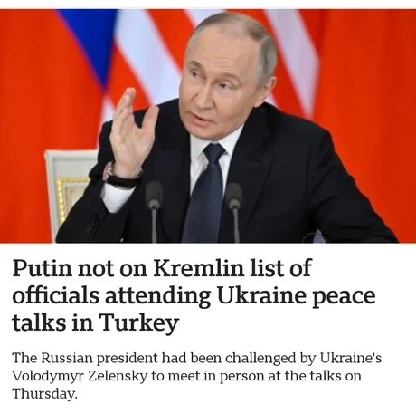 Putin skips peace talks like it’s a Zoom call he’s ghosting - meme