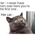 She says you are the first man she brings in but the cat is shocked
