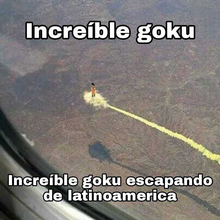 Goku ídolo, memierda de escapar de latam sino - meme