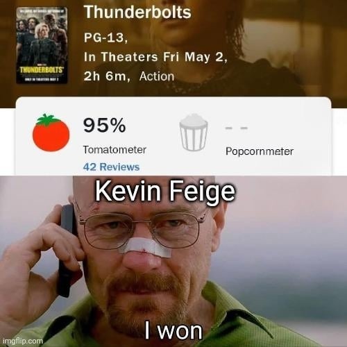 Thunderbolts hit 95% and people pretending they never doubted - meme