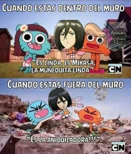 Esa Mikasa es una loquilla - meme