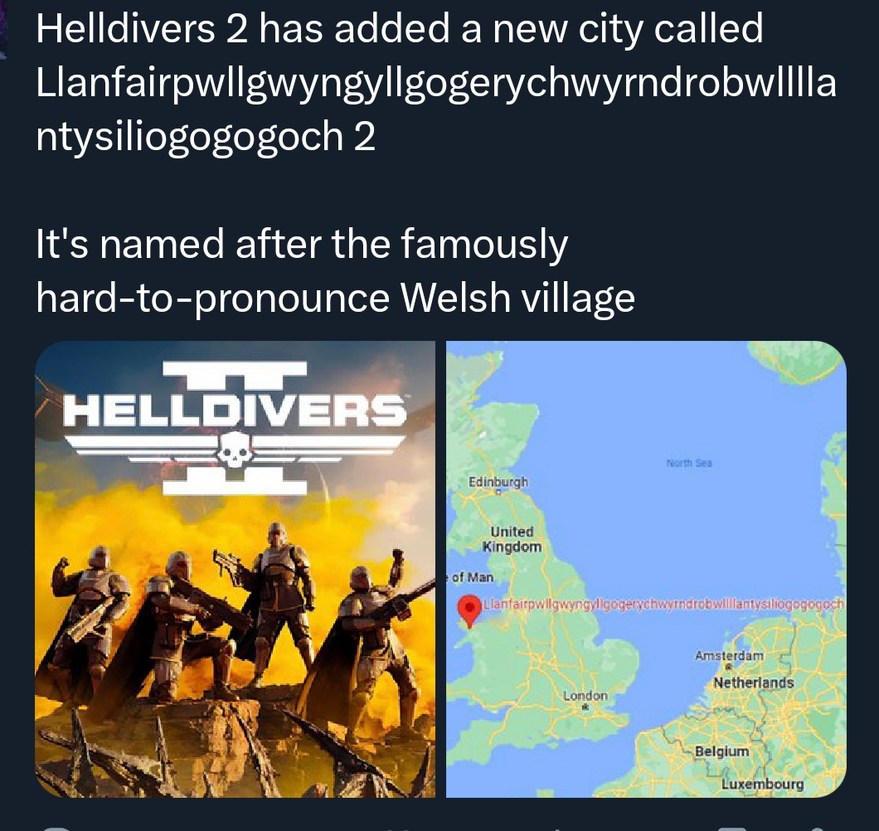 Helldivers 2 adds the Welsh village nobody can pronounce - meme