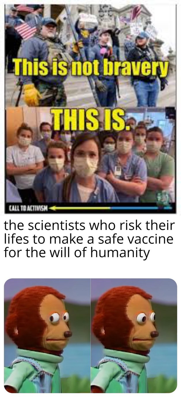 The scientists who make the vaccine deserves more respect - meme
