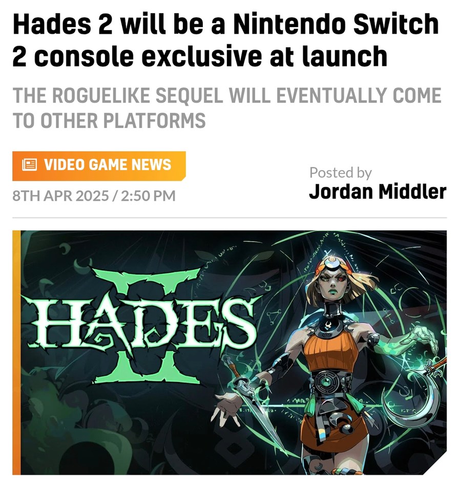 Hades 2 launching exclusively on Switch 2. PS fans not okay - meme