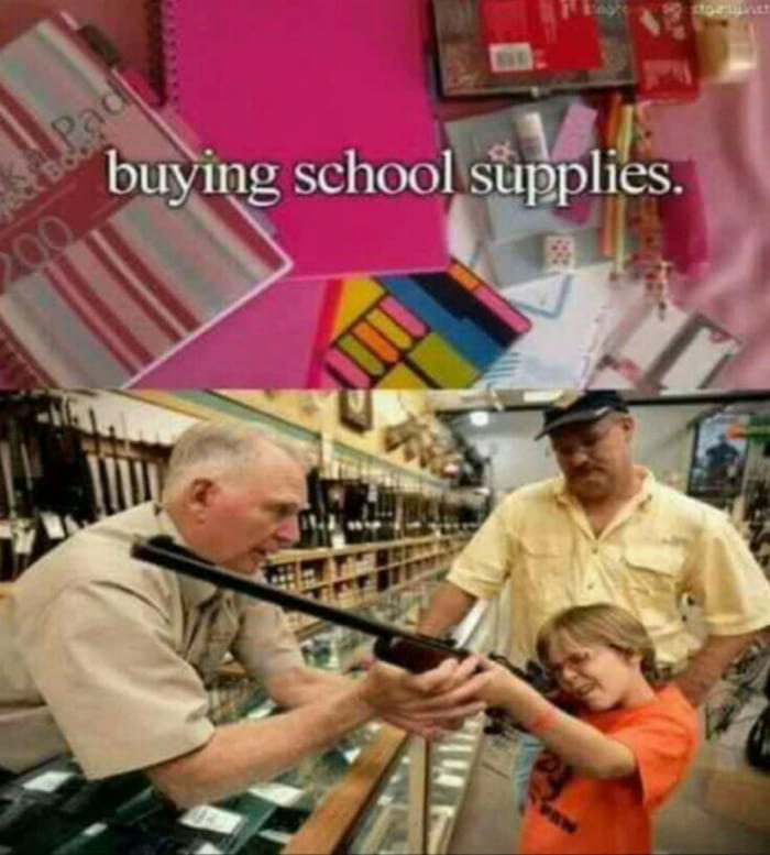 Comprando material escolar - meme