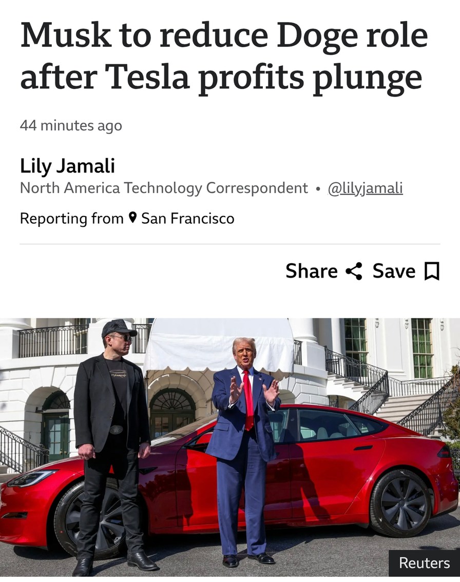 Musk retreats from DOGE like it’s a burning rocket - meme