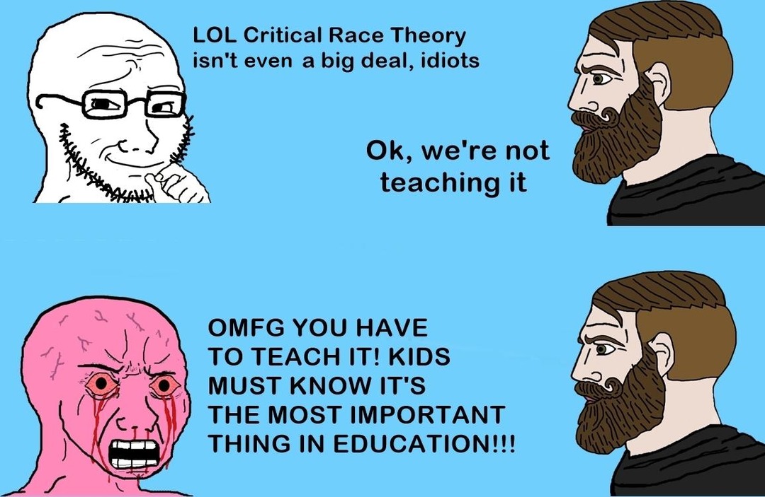 "Critical race theory doesn't exist, you guys." is the biggest gaslight from the media yet. - meme