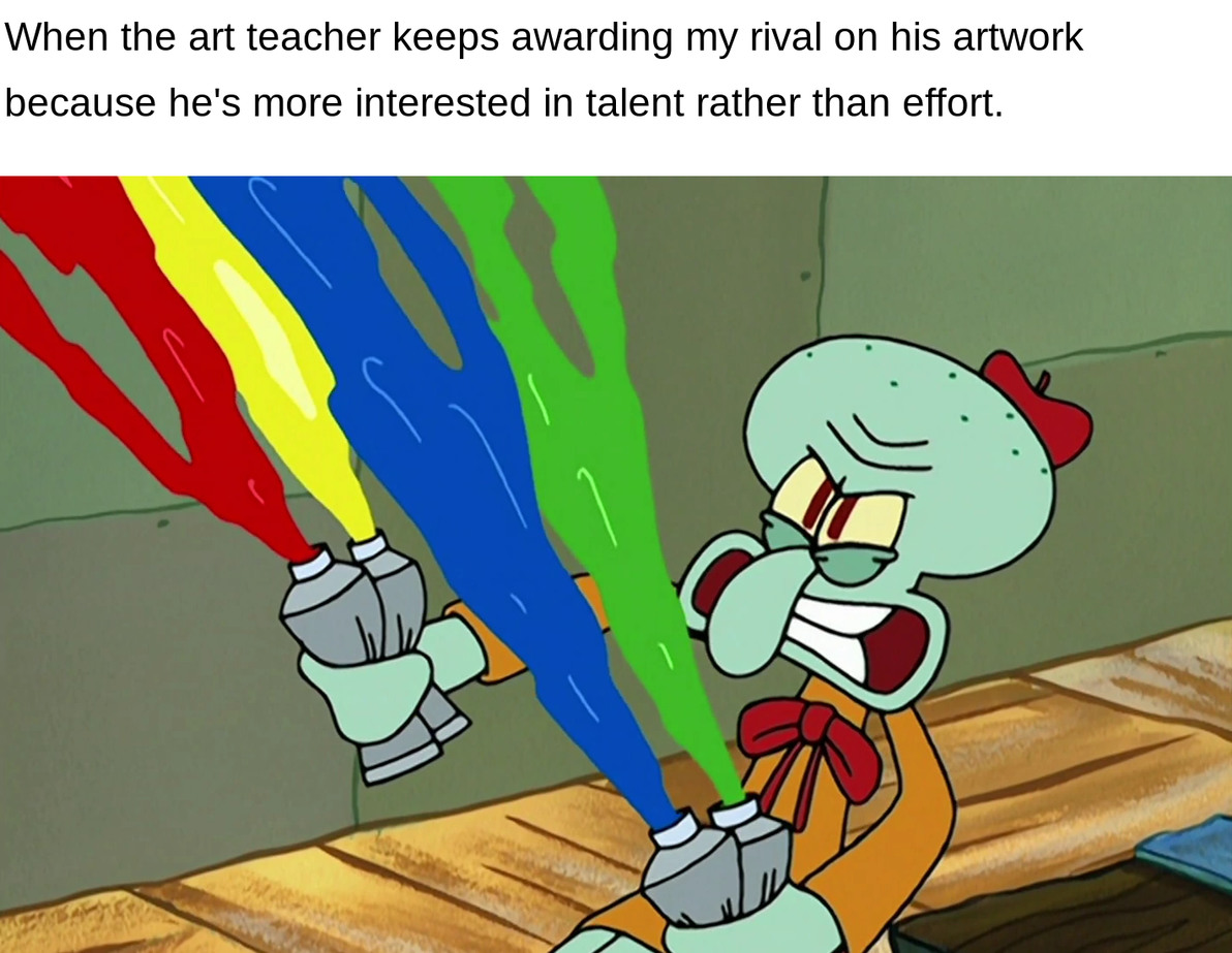 jealous student uses paint attack! - meme