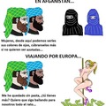 En su país sus mujeres no pueden mostrar piel.....pero en Europa