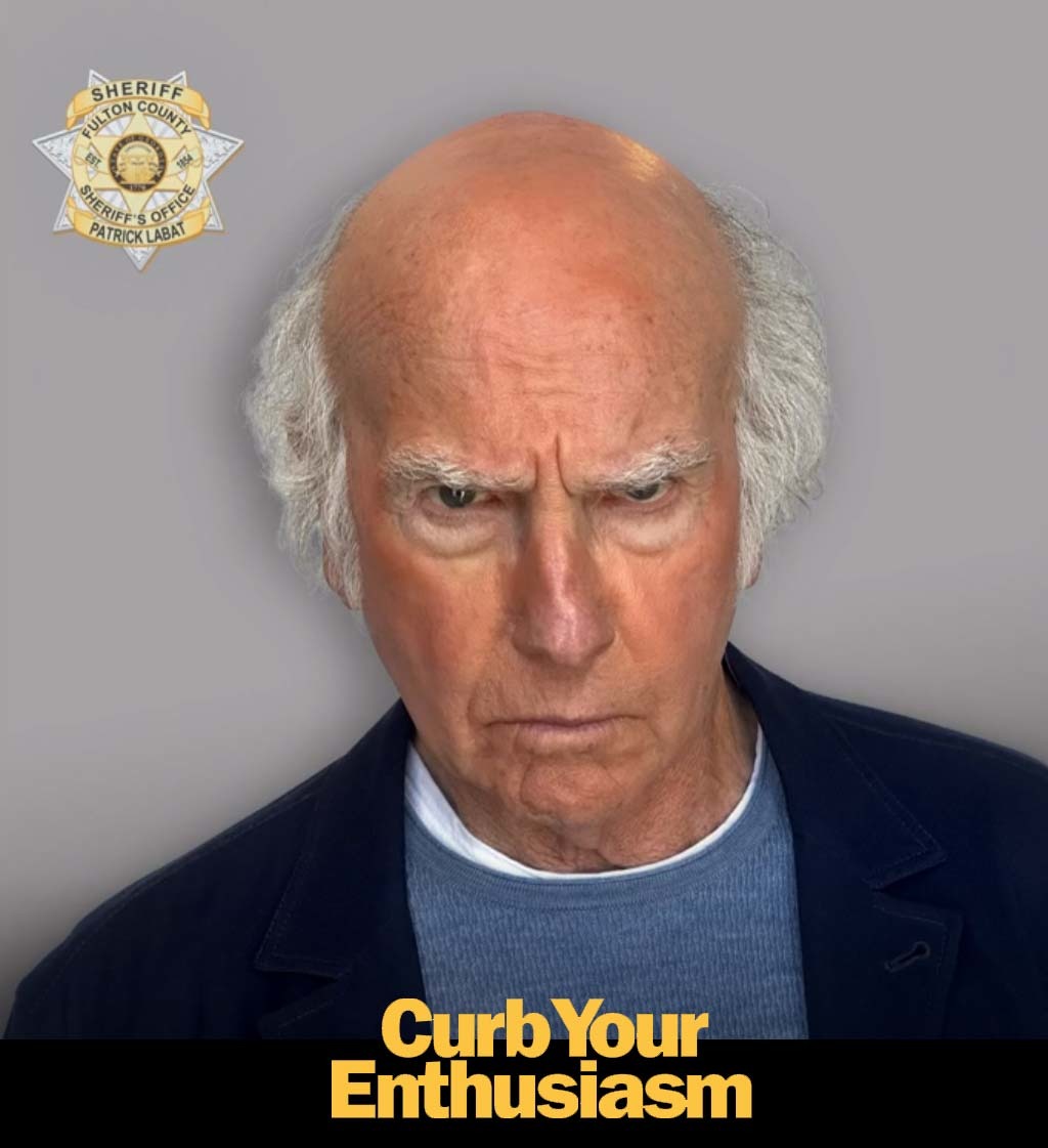 Larry David was arrested by Trump-hating Fulton County Sheriff on the latest "Curb Your Enthusiasm" episode - meme