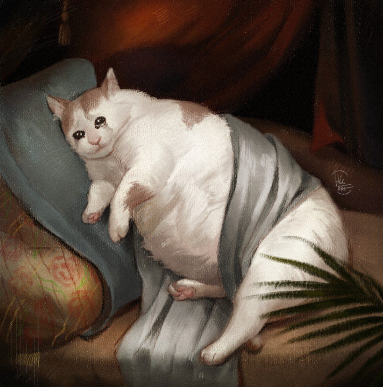 Sad cat renisance painting - meme