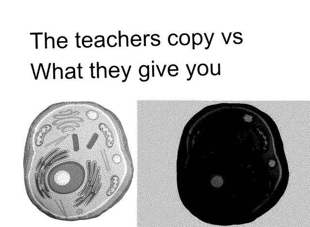 The teachers copy vs what they give you - meme
