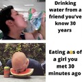 drinking water form a friend