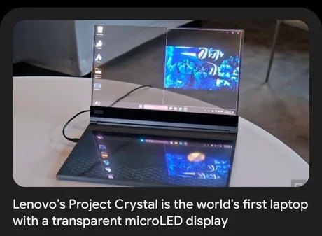 first laptop with a transparent microLED display - meme