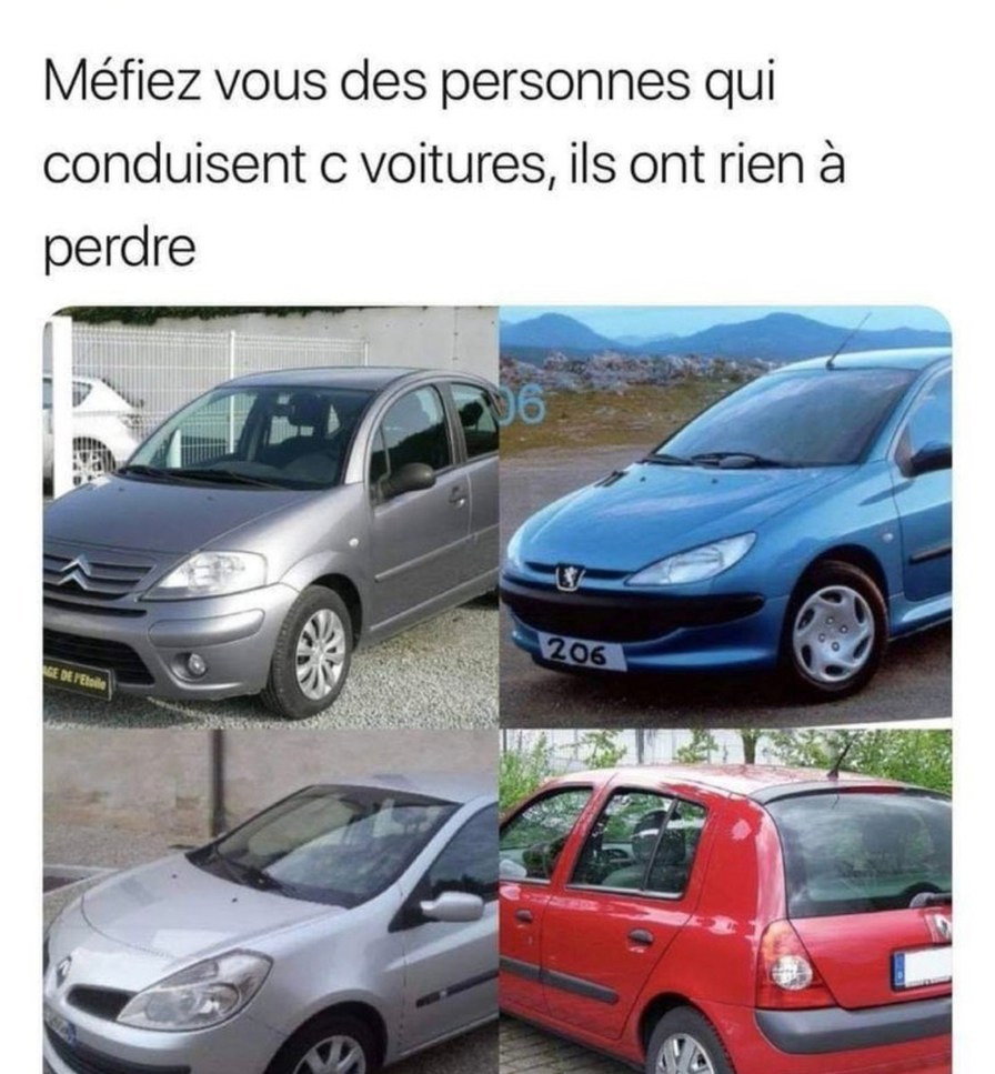Ceux qui roulent des 206 tunées sont prêts à mourir pour doubler - meme