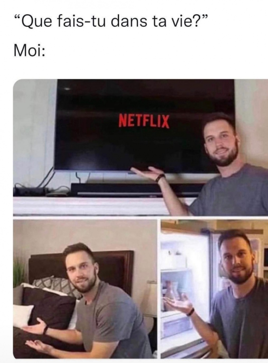 On me demande ce que je fais dans la vie, moi: Netflix toute la journée - meme