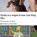 Simba is a vegan in new Lion King film