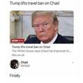 Trump lifts travel ban on Chad