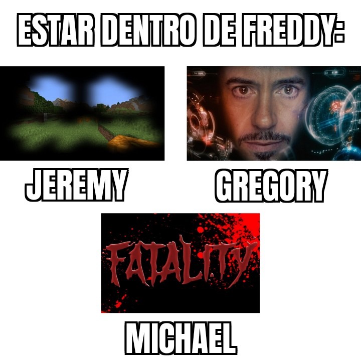 Estar dentro de Freddy: Jeremy, Gregory y Michael - meme