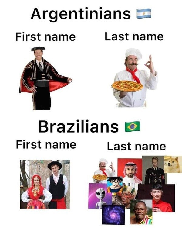 Argentinos y brasileños - meme