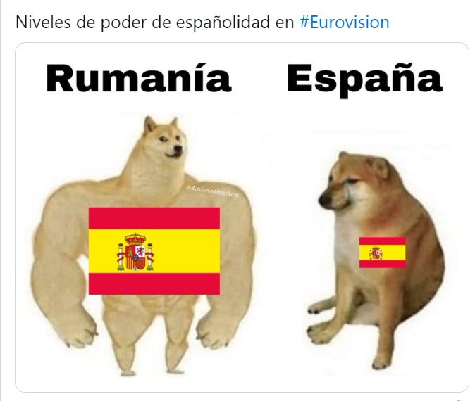 Rumania y España en Eurovsión - meme