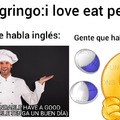 Traducción:i love eat penne (yo amo comer pasta)