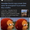 Hawaiian Electric says power lines were de-energied hours before
