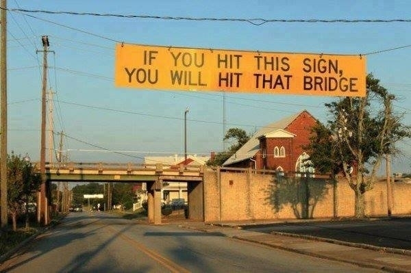 Thanks, "modern problems require modern solutions" safety sign. Very cool. - meme