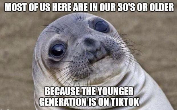 Much older. Those in their 30's are on Twitter - meme