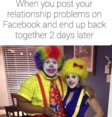 Clown move, who uses Facebook tho - meme