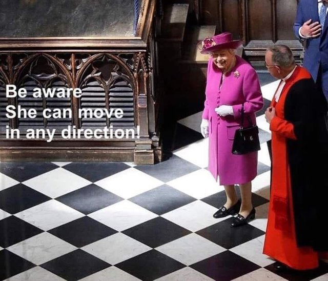 The queen can move in any direction - meme