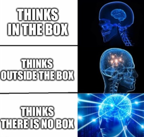 Think outside the box - meme
