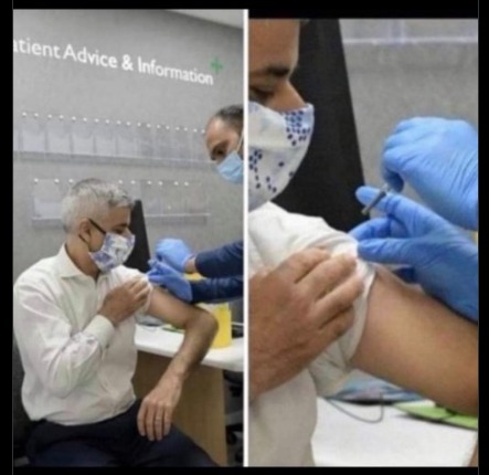 Rishi Sunak getting fake-vaccinated - meme