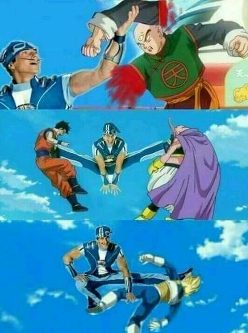 Sportacus se enfrenta a los guerreros Z - meme