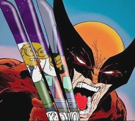 no se esperaran este crossover del Hombre topo vs Wolverine - meme