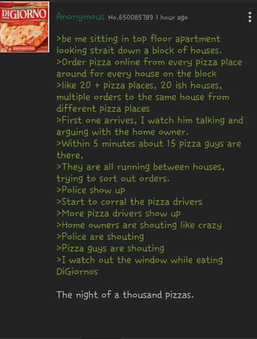The night of 1000 pizzas - meme